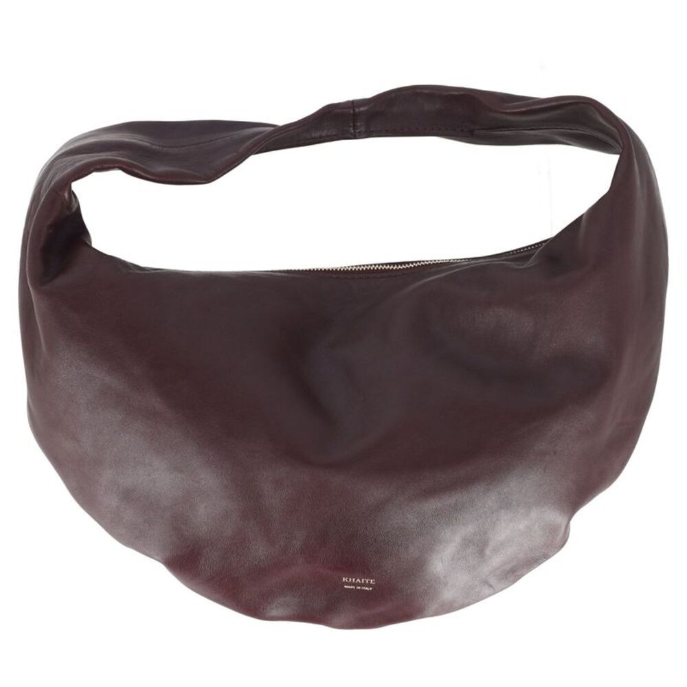 Khaite Medium Olivia Hobo Bag in Burgundy Calfskin Leather